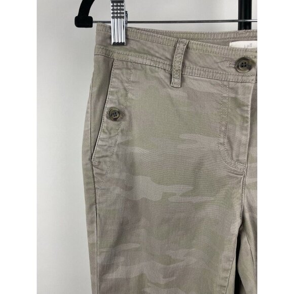 J. Jill Stretch Camouflage Cotton Tencel Size 4P Light Green Tapered Pants - Picture 2 of 8